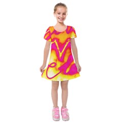 Pop Art Love Graffiti Kids  Short Sleeve Velvet Dress by essentialimage365