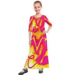 Pop Art Love Graffiti Kids  Quarter Sleeve Maxi Dress by essentialimage365