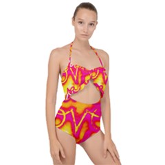 Pop Art Love Graffiti Scallop Top Cut Out Swimsuit by essentialimage365