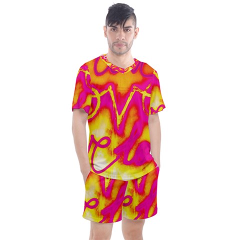 Pop Art Love Graffiti Men s Mesh Tee And Shorts Set by essentialimage365