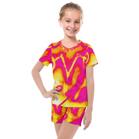 Pop Art Love Graffiti Kids  Mesh Tee And Shorts Set by essentialimage365