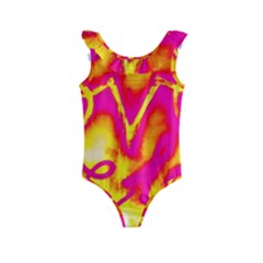 Pop Art Love Graffiti Kids  Frill Swimsuit by essentialimage365