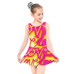 Pop Art Love Graffiti Kids  Skater Dress Swimsuit by essentialimage365