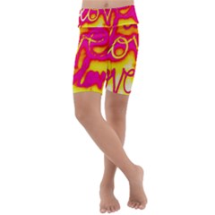 Pop Art Love Graffiti Kids  Lightweight Velour Cropped Yoga Leggings by essentialimage365