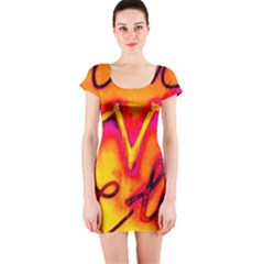  Graffiti Love Short Sleeve Bodycon Dress by essentialimage365