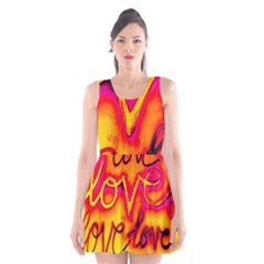  Graffiti Love Scoop Neck Skater Dress by essentialimage365