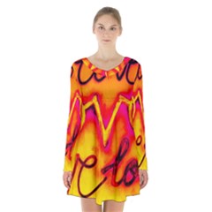  Graffiti Love Long Sleeve Velvet V-neck Dress by essentialimage365