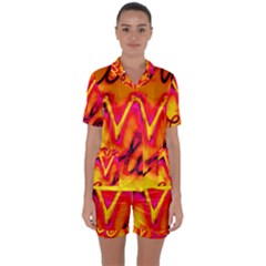  Graffiti Love Satin Short Sleeve Pajamas Set by essentialimage365