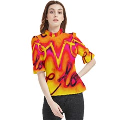  Graffiti Love Frill Neck Blouse