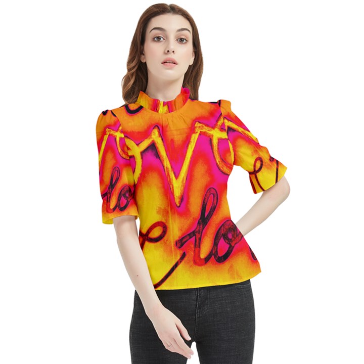  Graffiti Love Frill Neck Blouse