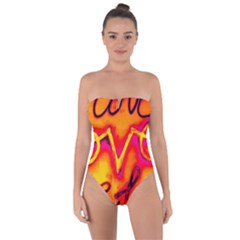  Graffiti Love Tie Back One Piece Swimsuit by essentialimage365