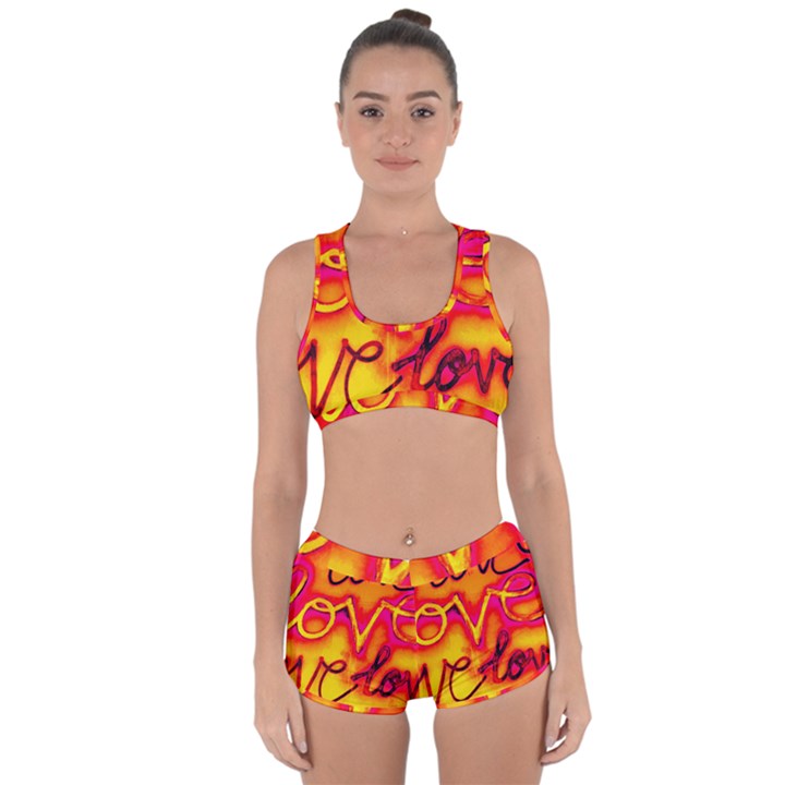  Graffiti Love Racerback Boyleg Bikini Set