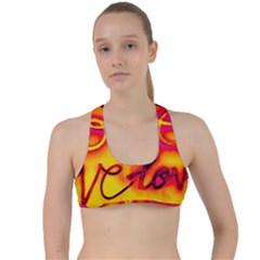  Graffiti Love Criss Cross Racerback Sports Bra by essentialimage365