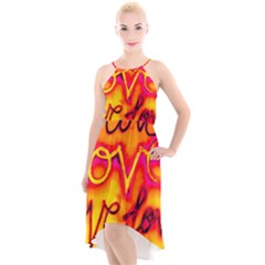  Graffiti Love High-low Halter Chiffon Dress  by essentialimage365