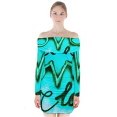  Graffiti Love Long Sleeve Off Shoulder Dress by essentialimage365