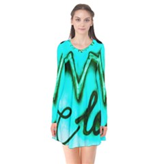  Graffiti Love Long Sleeve V-neck Flare Dress by essentialimage365