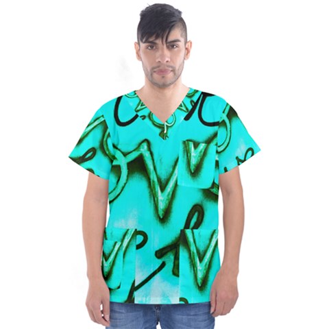  Graffiti Love Men s V-neck Scrub Top by essentialimage365