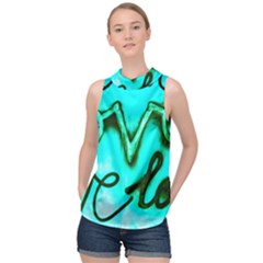  Graffiti Love High Neck Satin Top by essentialimage365