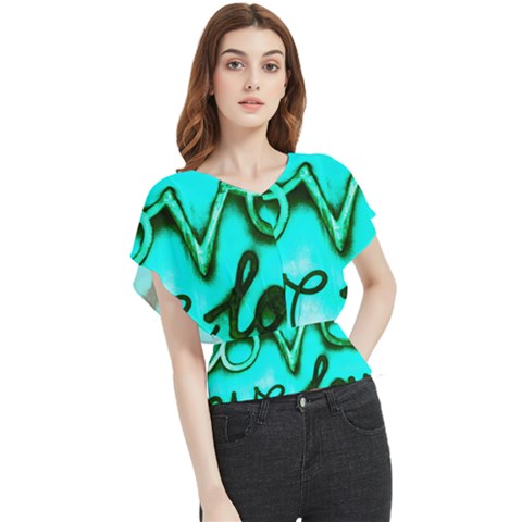  Graffiti Love Butterfly Chiffon Blouse by essentialimage365