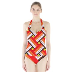 Pop Art Mosaic Halter Swimsuit by essentialimage365