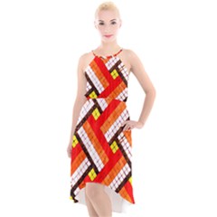 Pop Art Mosaic High-low Halter Chiffon Dress  by essentialimage365