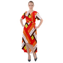 Pop Art Mosaic Front Wrap High Low Dress