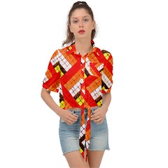 Pop Art Mosaic Tie Front Shirt  by essentialimage365