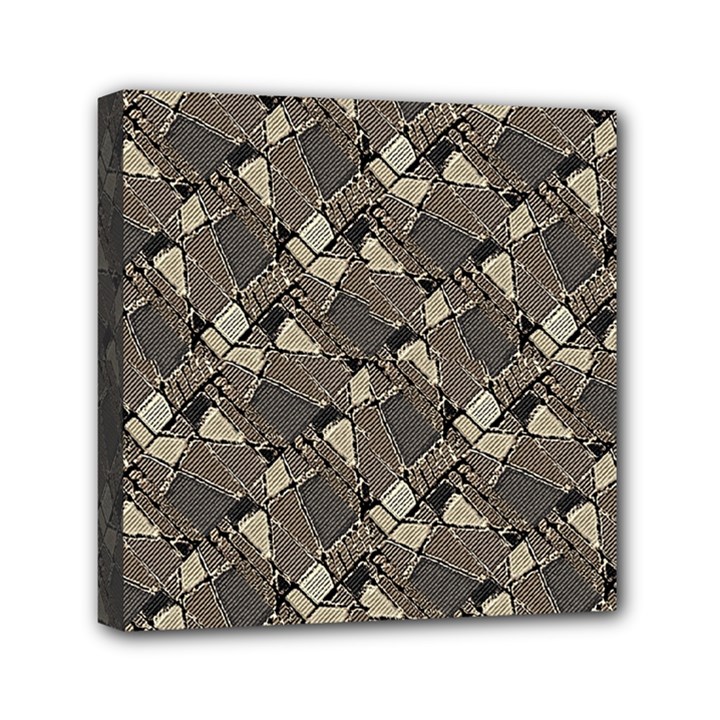 Browns Geometric Abstract Design Mini Canvas 6  x 6  (Stretched)