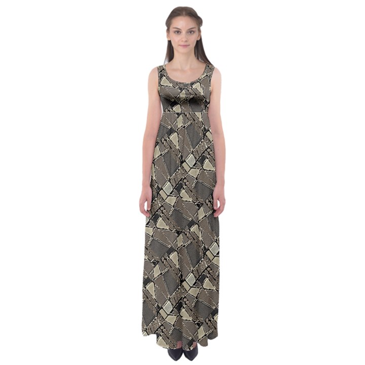 Browns Geometric Abstract Design Empire Waist Maxi Dress