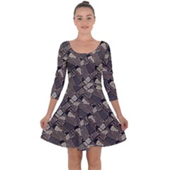 Browns Geometric Abstract Design Quarter Sleeve Skater Dress