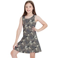 Browns Geometric Abstract Design Kids  Lightweight Sleeveless Dress