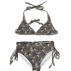 Browns Geometric Abstract Design Kids  Classic Bikini Set by dflcprintsclothing