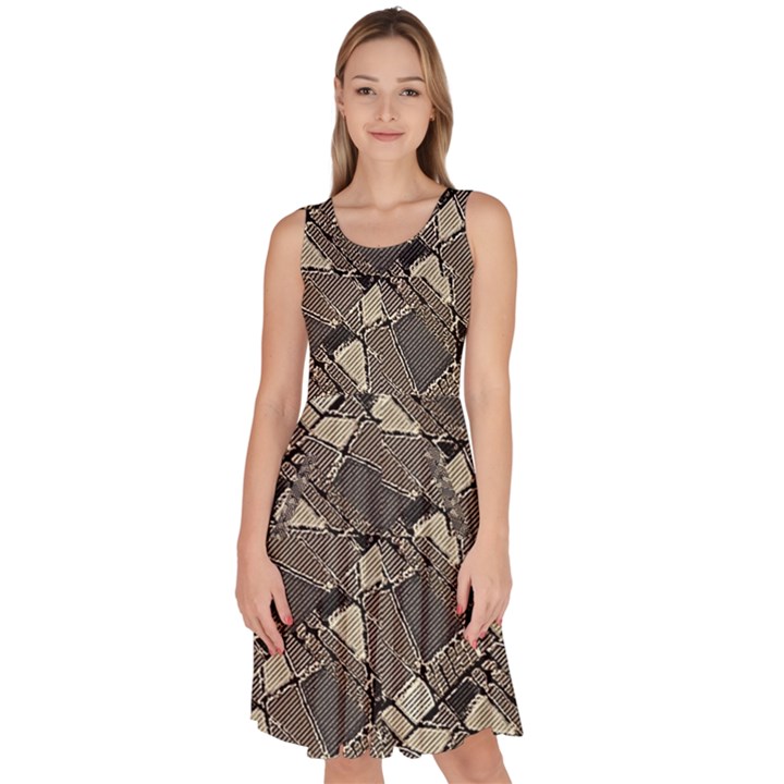 Browns Geometric Abstract Design Knee Length Skater Dress With Pockets