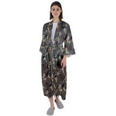 Browns Geometric Abstract Design Maxi Satin Kimono by dflcprintsclothing