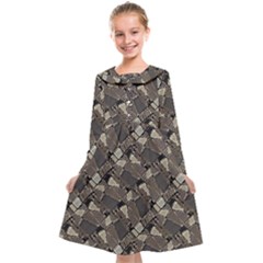 Browns Geometric Abstract Design Kids  Midi Sailor Dress