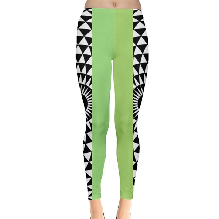  Green Check Pattern, Vertical Mandala Leggings 