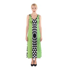  Green Check Pattern, Vertical Mandala Sleeveless Maxi Dress by Magicworlddreamarts1