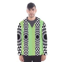  Green Check Pattern, Vertical Mandala Men s Hooded Windbreaker