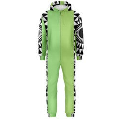  Green Check Pattern, Vertical Mandala Hooded Jumpsuit (men) 