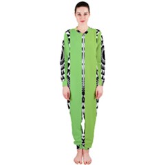  Green Check Pattern, Vertical Mandala Onepiece Jumpsuit (ladies)  by Magicworlddreamarts1