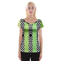  Green Check Pattern, Vertical Mandala Cap Sleeve Top by Magicworlddreamarts1