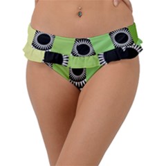  Green Check Pattern, Vertical Mandala Frill Bikini Bottom by Magicworlddreamarts1