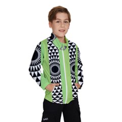  Green Check Pattern, Vertical Mandala Kids  Windbreaker