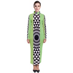  Green Check Pattern, Vertical Mandala Turtleneck Maxi Dress by Magicworlddreamarts1