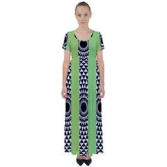  Green Check Pattern, Vertical Mandala High Waist Short Sleeve Maxi Dress by Magicworlddreamarts1