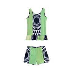  Green Check Pattern, Vertical Mandala Kids  Boyleg Swimsuit by Magicworlddreamarts1