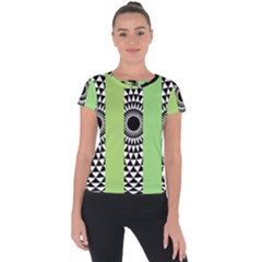  Green Check Pattern, Vertical Mandala Short Sleeve Sports Top  by Magicworlddreamarts1