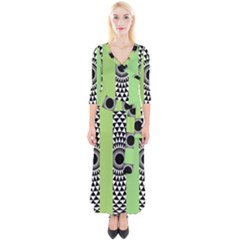  Green Check Pattern, Vertical Mandala Quarter Sleeve Wrap Maxi Dress by Magicworlddreamarts1