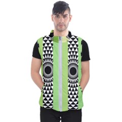  Green Check Pattern, Vertical Mandala Men s Puffer Vest