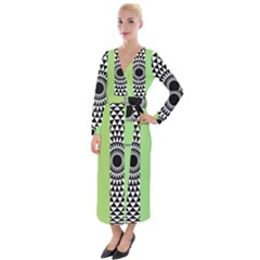  Green Check Pattern, Vertical Mandala Velvet Maxi Wrap Dress by Magicworlddreamarts1